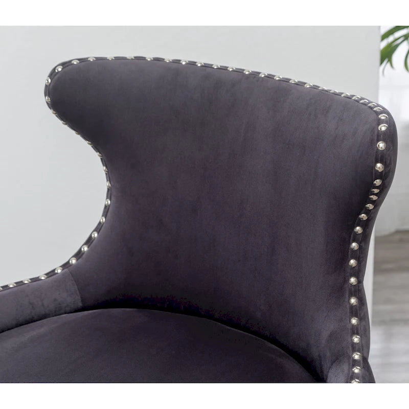 Grijze accentstoel van polyester met bekleding en poten van rubberhout, 23