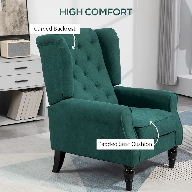 Fauteuil d'appoint moderne vert foncé à dossier haut de 29.3