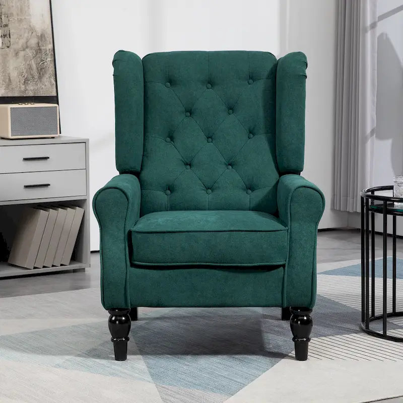 Fauteuil d'appoint moderne vert foncé à dossier haut de 29.3
