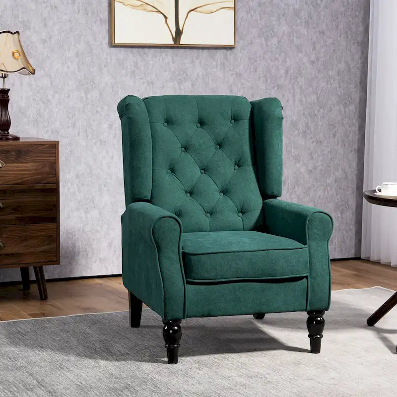 Fauteuil d'appoint moderne vert foncé à dossier haut de 29.3