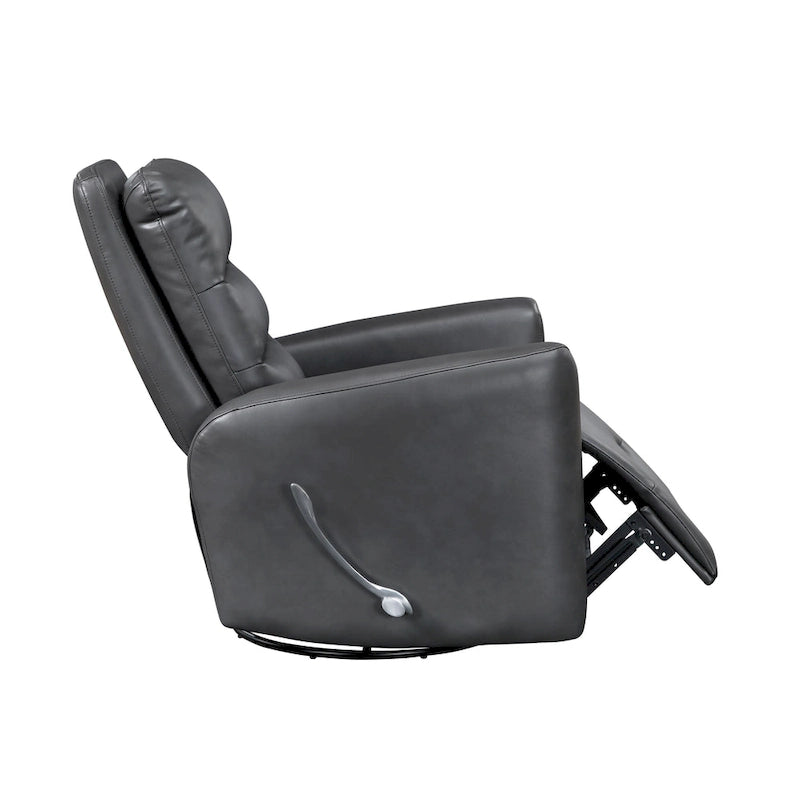 Glider Reclining Chair Swivel Motion Breathable Faux Leather Upholstery Luxury Living Room Furniture, Movie Chair