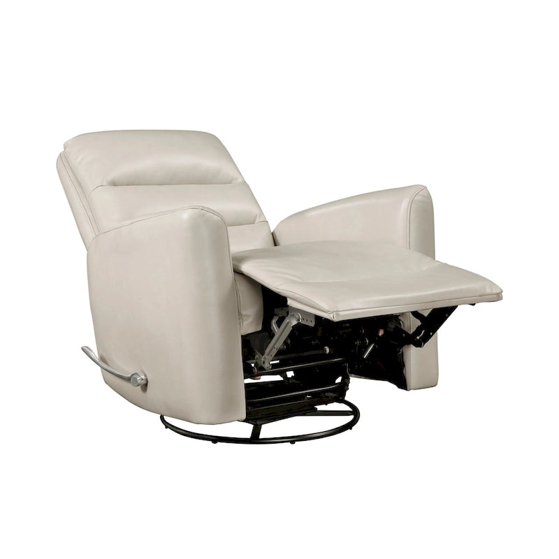 Glider Reclining Chair Swivel Motion Breathable Faux Leather Upholstery Luxury Living Room Furniture, Movie Chair