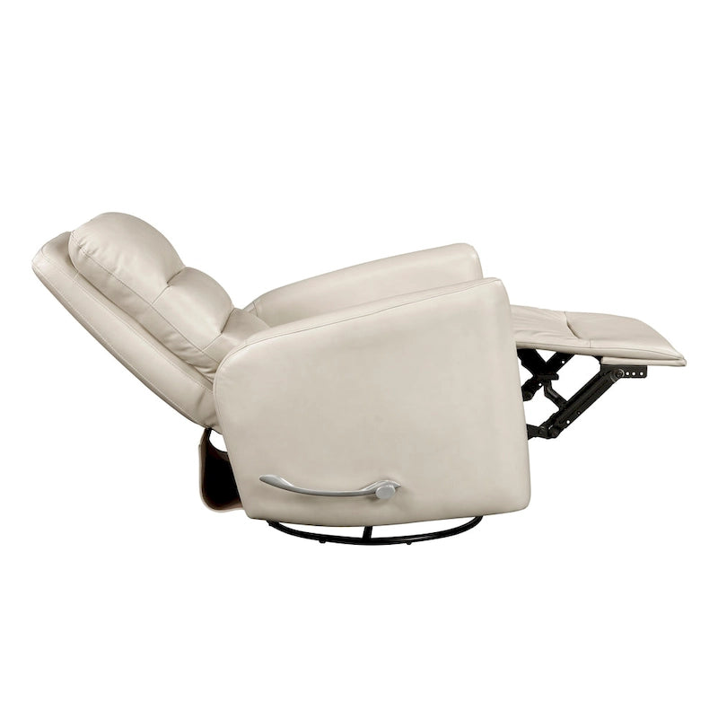 Glider Reclining Chair Swivel Motion Breathable Faux Leather Upholstery Luxury Living Room Furniture, Movie Chair