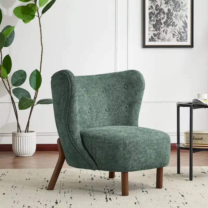 Modern Upholstered Armless Accent Chair with Plush Seating and Solid Wood Frame