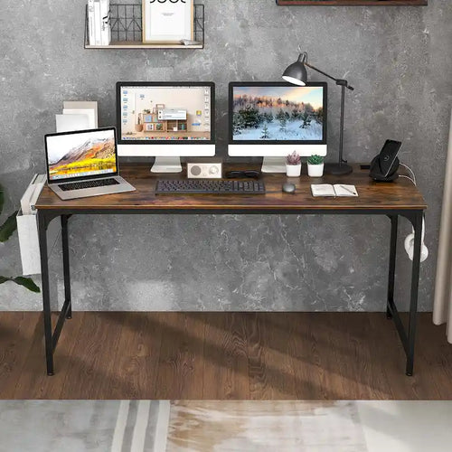 60" Modern Computer Desk with Charging Station and Storage