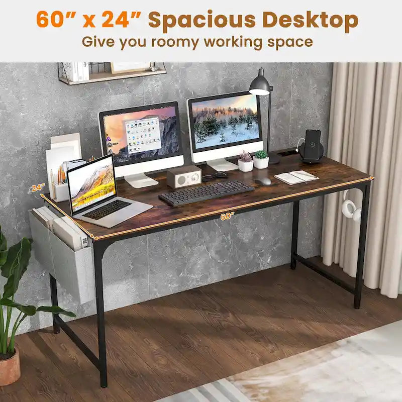 Moderner Computertisch 60" mit Ladestation und Stauraum