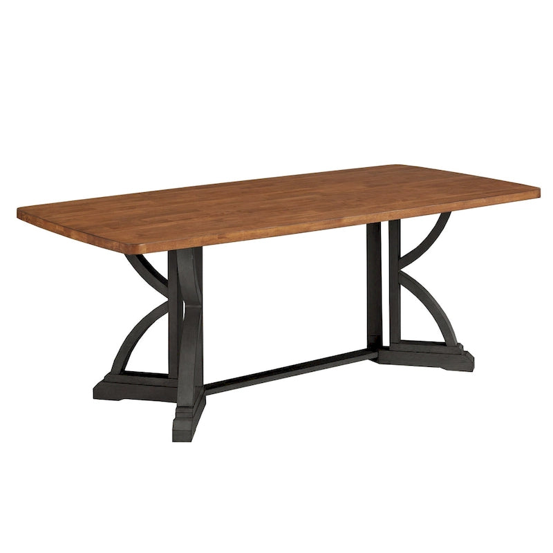 78-inch Oak Top Dining Table with Interlocking Base
