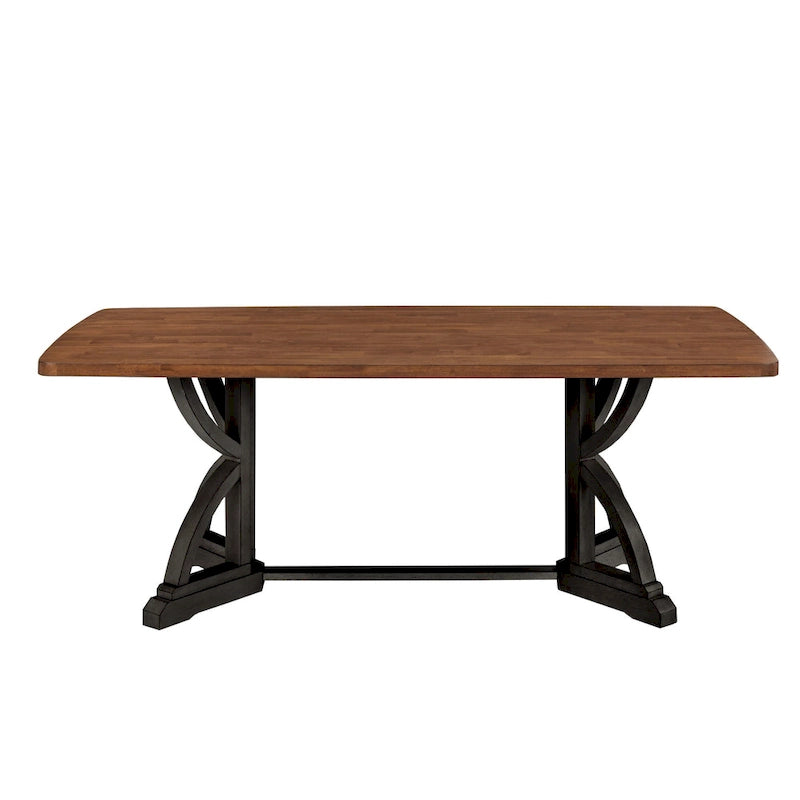 78-inch Oak Top Dining Table with Interlocking Base