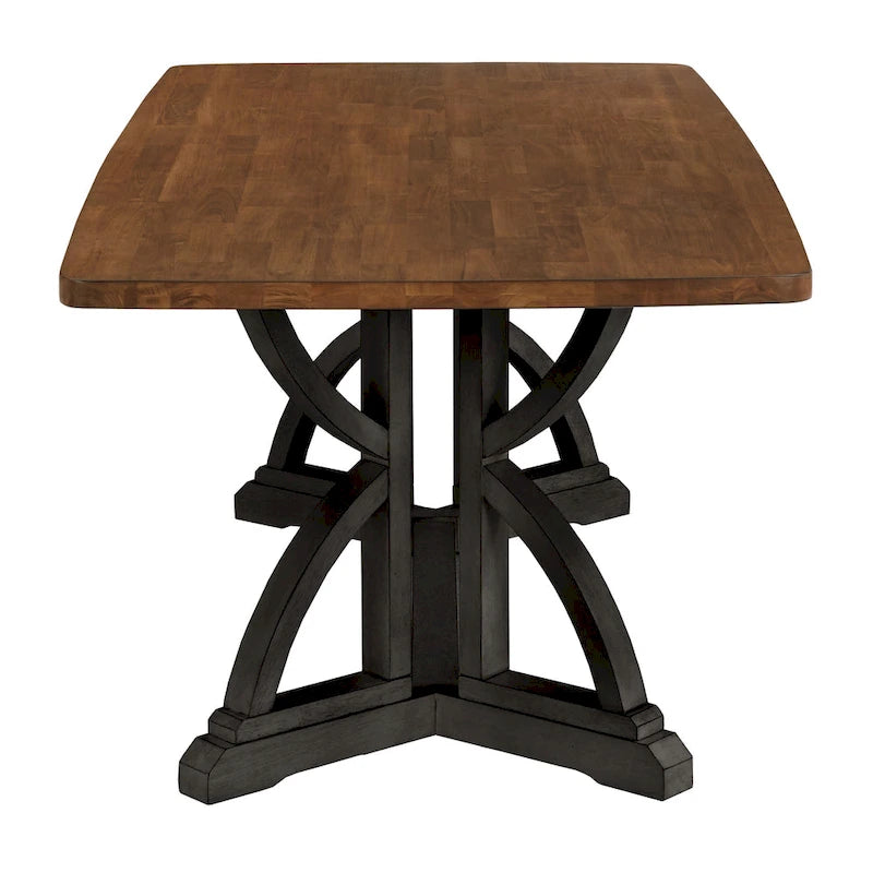 78-inch Oak Top Dining Table with Interlocking Base
