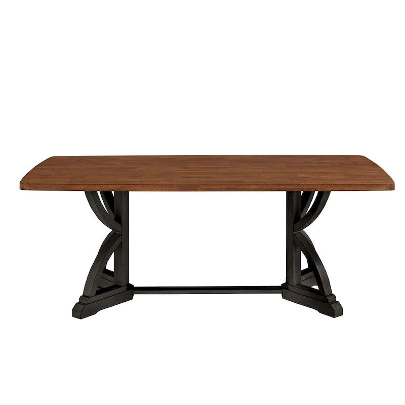 78-inch Oak Top Dining Table with Interlocking Base