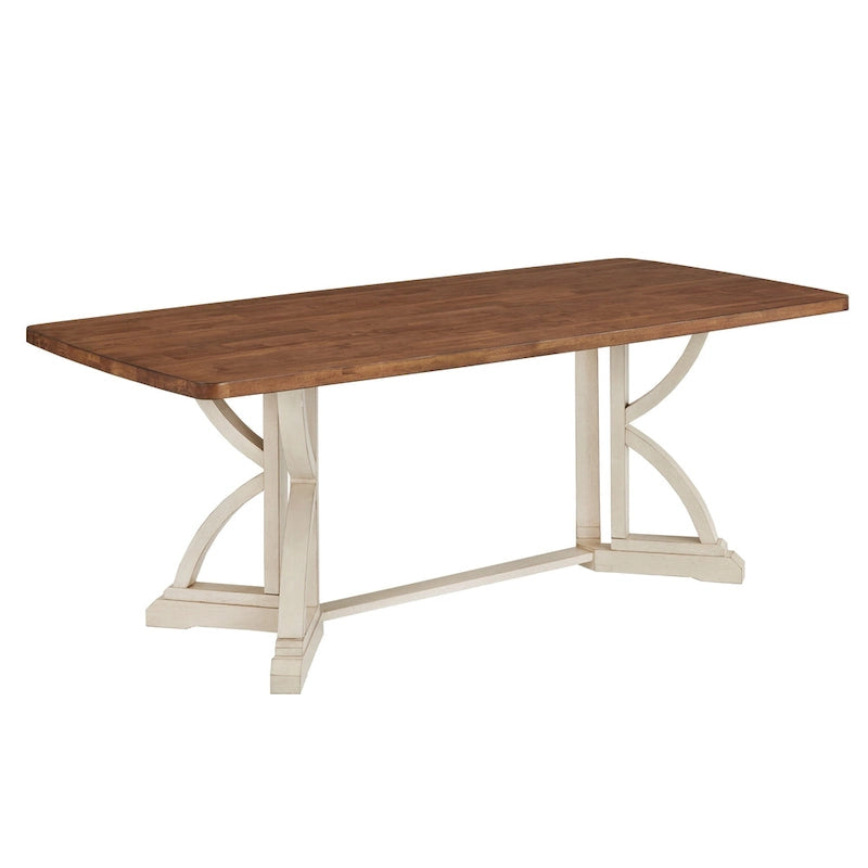 78-inch Oak Top Dining Table with Interlocking Base