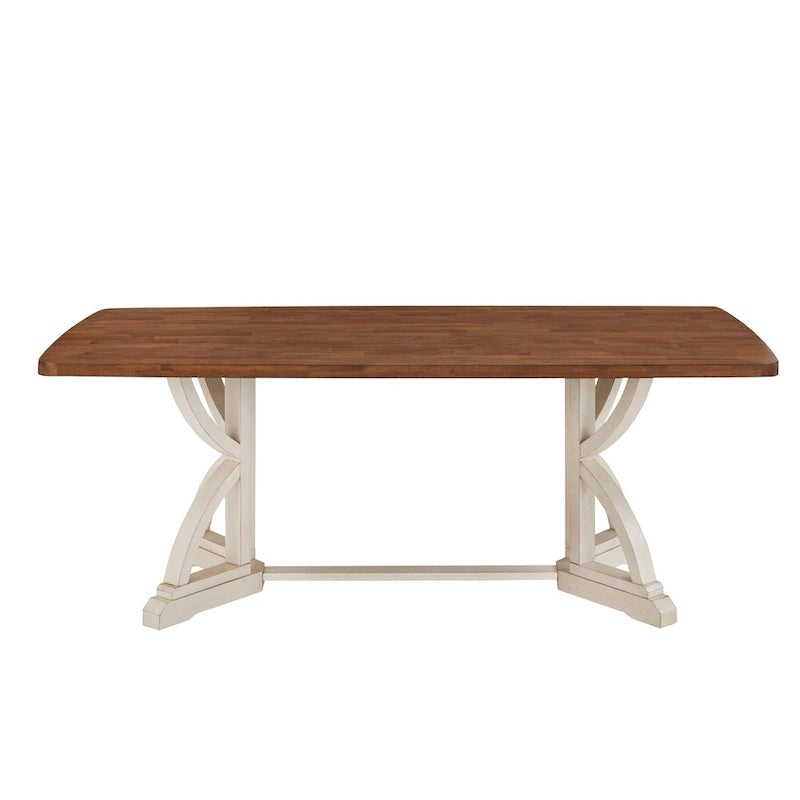 78-inch Oak Top Dining Table with Interlocking Base