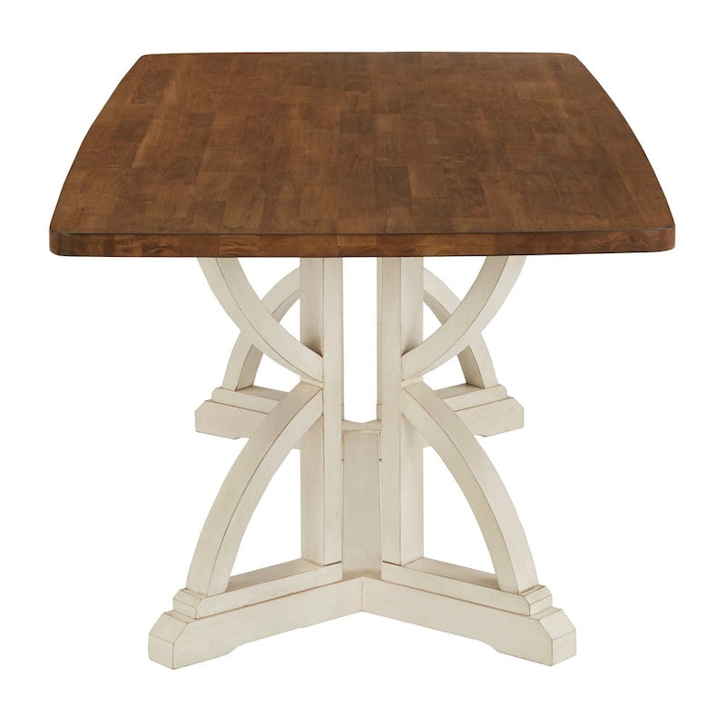 78-inch Oak Top Dining Table with Interlocking Base