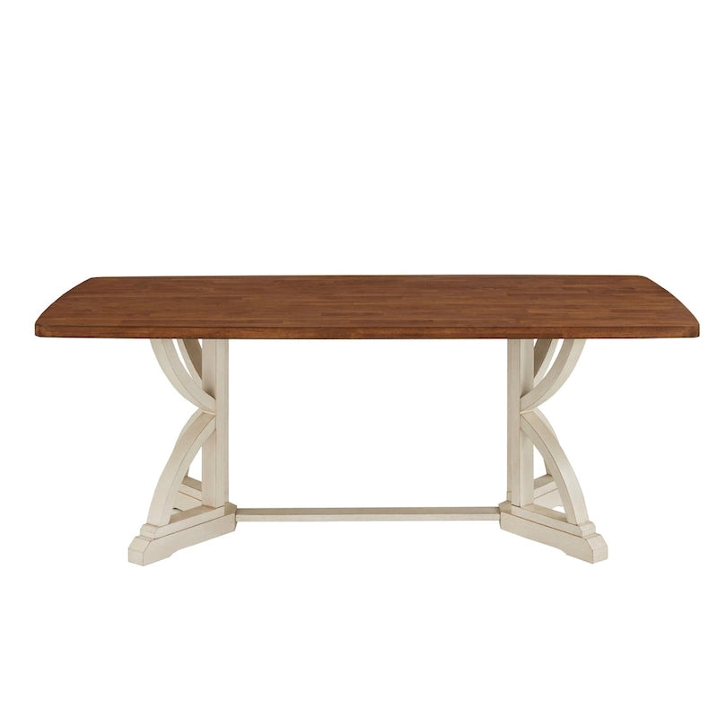 78-inch Oak Top Dining Table with Interlocking Base