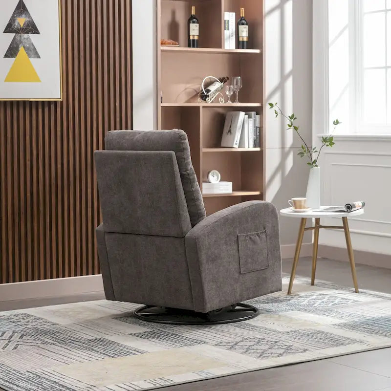 Modern Upholstered Swivel Glider Rocking Chair for Nursery