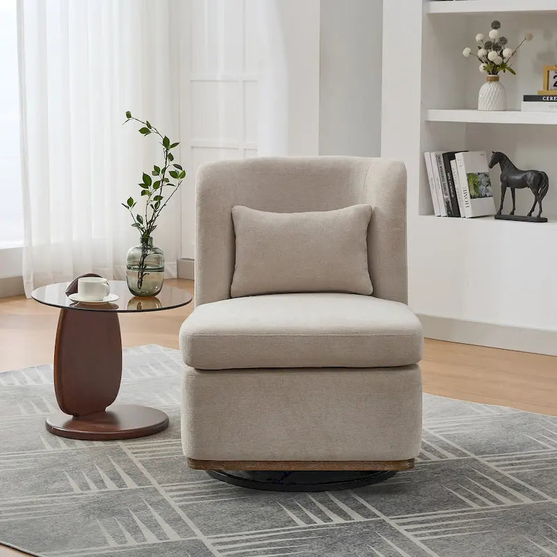Poltrona decorativa girevole senza braccioli in ciniglia