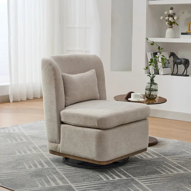 Poltrona decorativa girevole senza braccioli in ciniglia