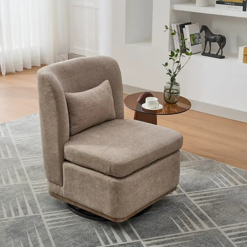Poltrona decorativa girevole senza braccioli in ciniglia