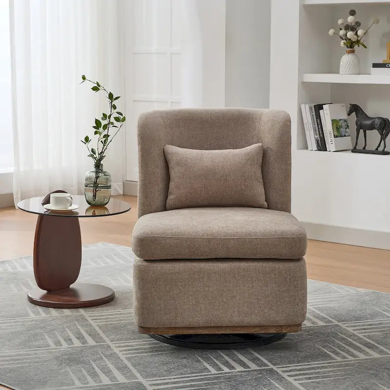 Poltrona decorativa girevole senza braccioli in ciniglia