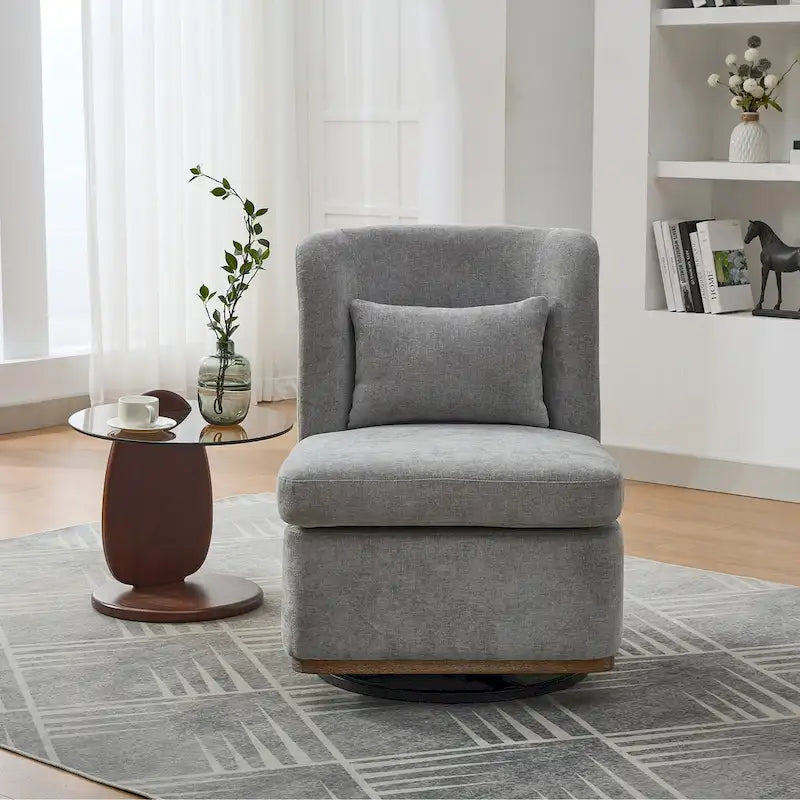 Poltrona decorativa girevole senza braccioli in ciniglia