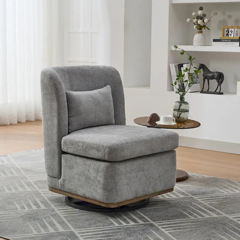 Poltrona decorativa girevole senza braccioli in ciniglia
