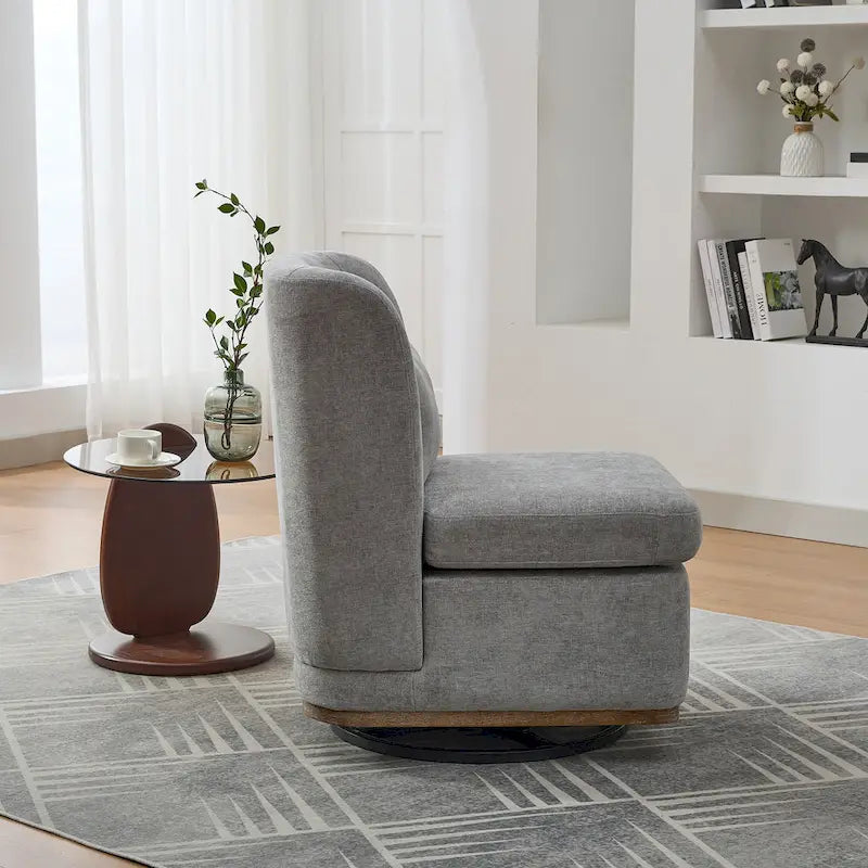 Poltrona decorativa girevole senza braccioli in ciniglia