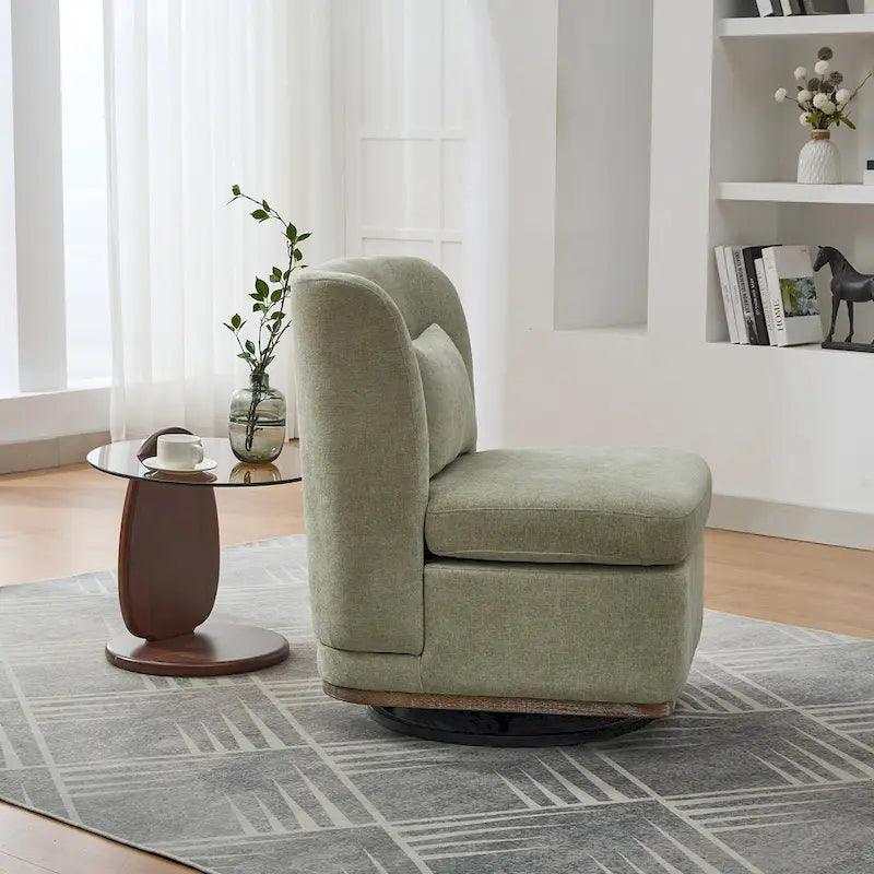 Poltrona decorativa girevole senza braccioli in ciniglia