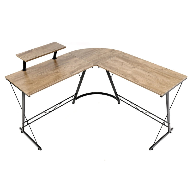 L-Shaped Workcenter with Oak Finish