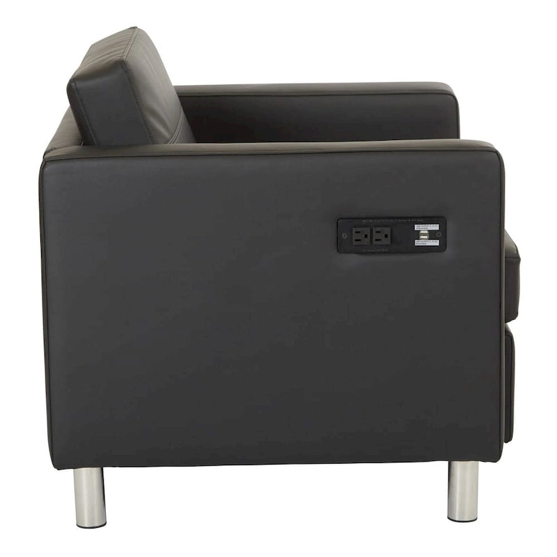 Contemporaine accentstoel met USB- en AC-oplaadstation