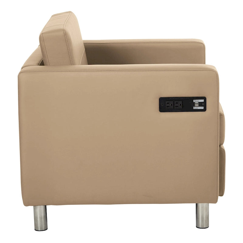 Contemporaine accentstoel met USB- en AC-oplaadstation