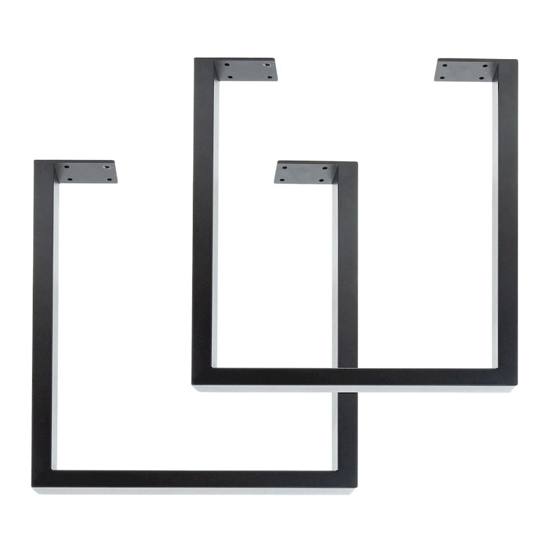 Matte Black Steel Modern Square Table Legs Set of 2