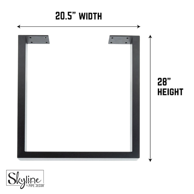 Matte Black Steel Modern Square Table Legs Set of 2