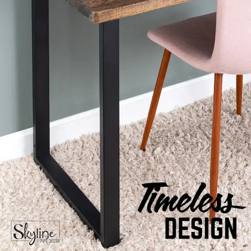 Matte Black Steel Modern Square Table Legs Set of 2