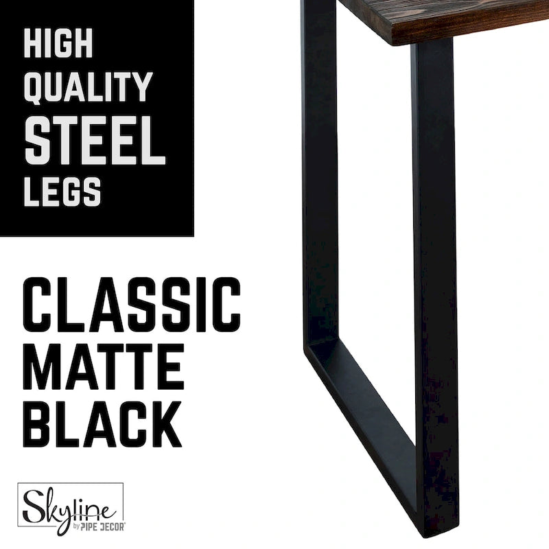 Matte Black Steel Modern Square Table Legs Set of 2