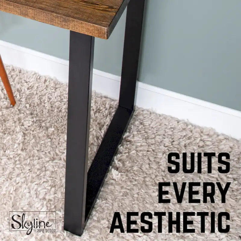 Matte Black Steel Modern Square Table Legs Set of 2