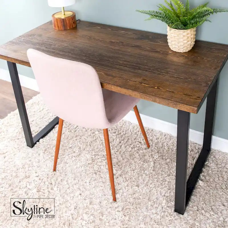 Matte Black Steel Modern Square Table Legs Set of 2