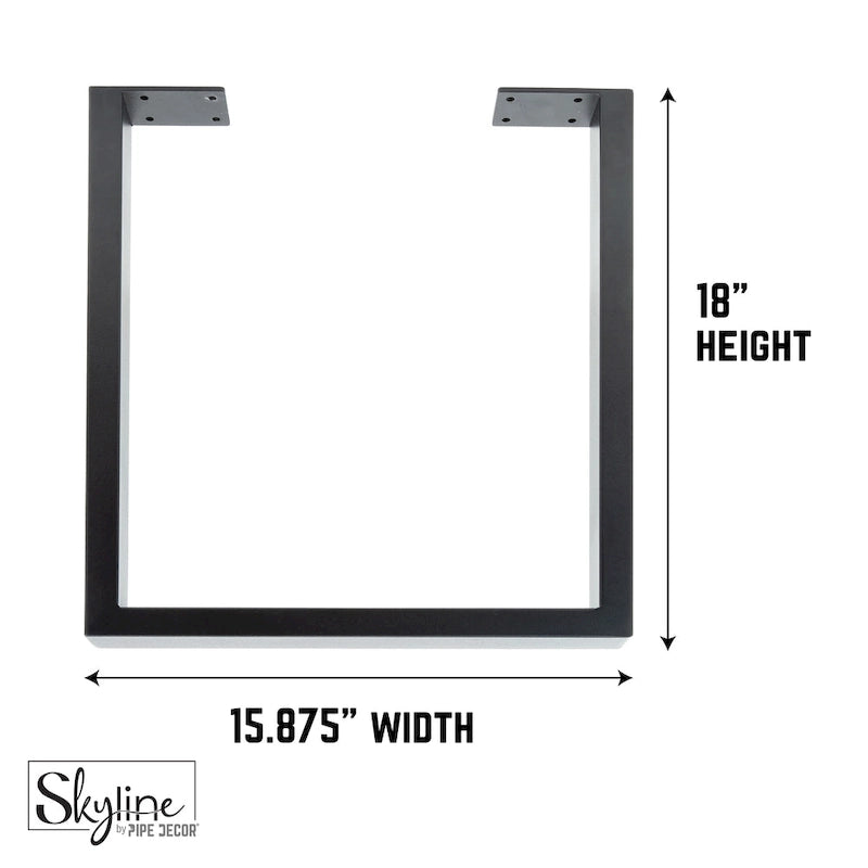 Matte Black Steel Modern Square Table Legs Set of 2