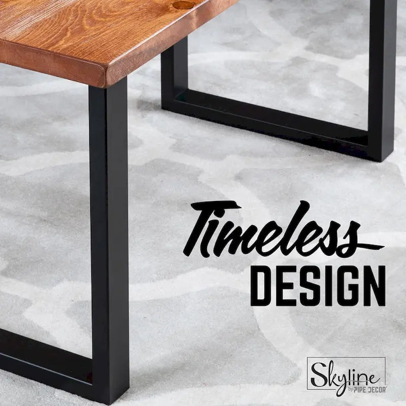 Matte Black Steel Modern Square Table Legs Set of 2