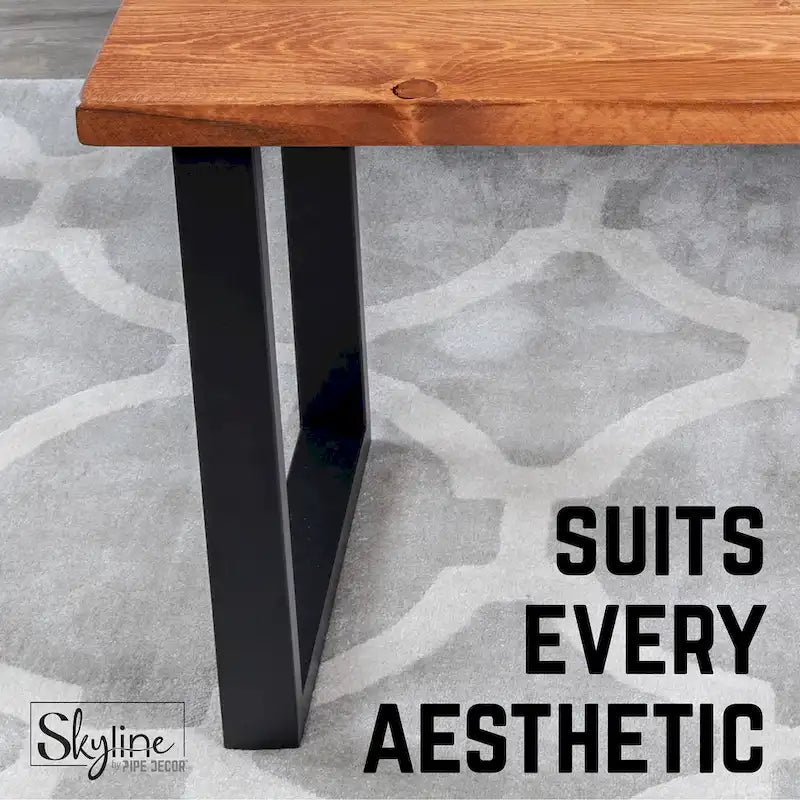 Matte Black Steel Modern Square Table Legs Set of 2
