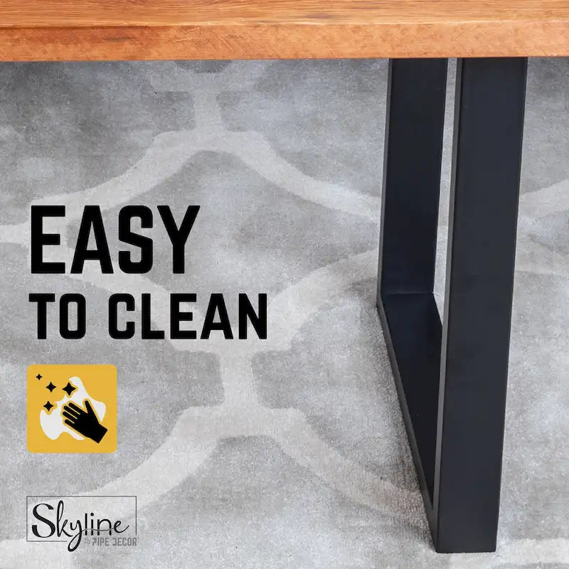 Matte Black Steel Modern Square Table Legs Set of 2