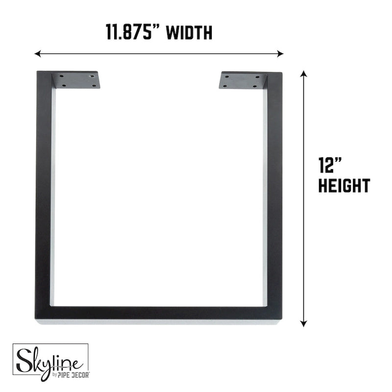 Matte Black Steel Modern Square Table Legs Set of 2