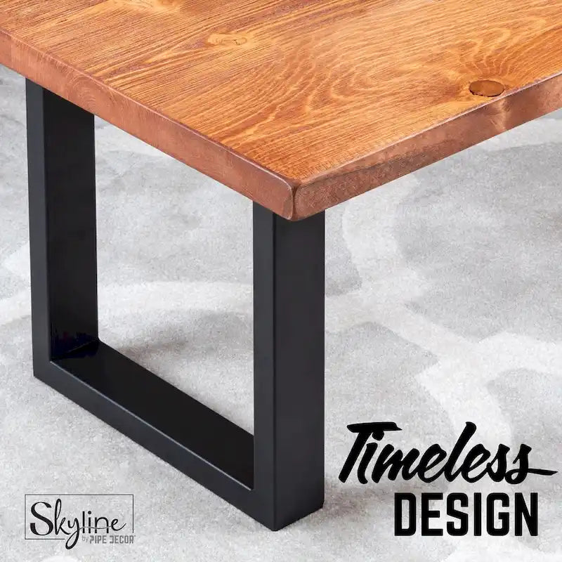 Matte Black Steel Modern Square Table Legs Set of 2