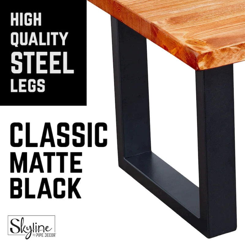 Matte Black Steel Modern Square Table Legs Set of 2