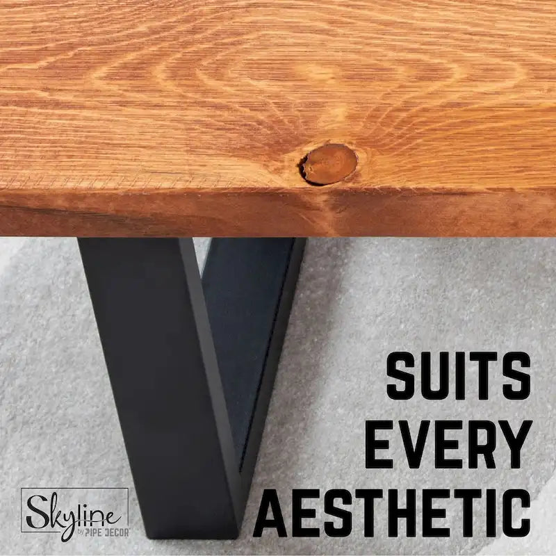 Matte Black Steel Modern Square Table Legs Set of 2