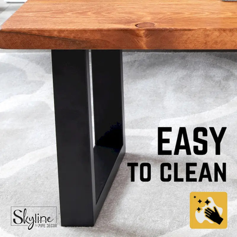 Matte Black Steel Modern Square Table Legs Set of 2
