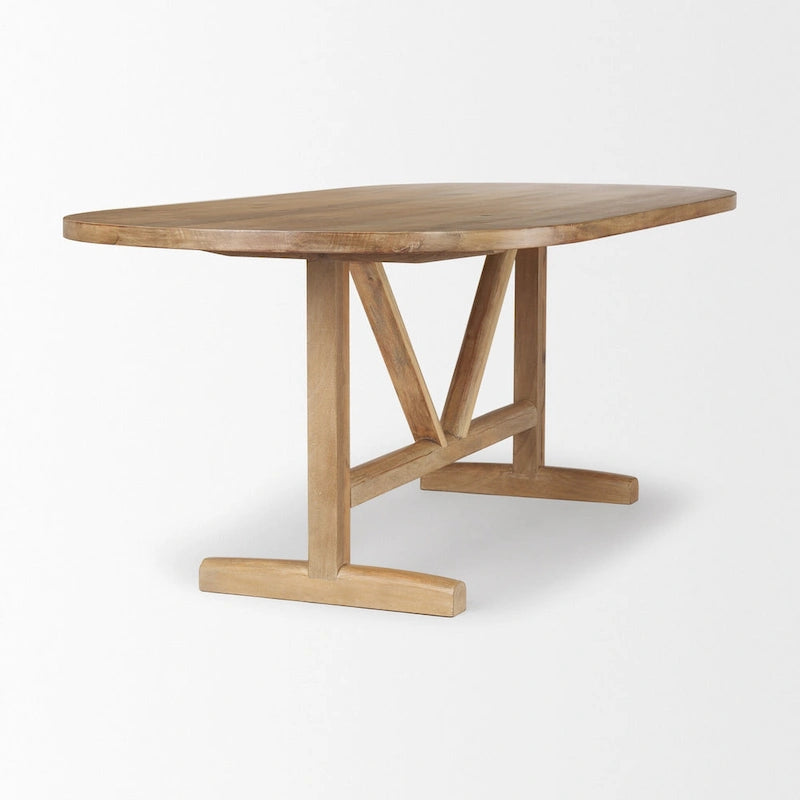 Light Brown Solid Wood Dining Table - 84L x 42W x 30H
