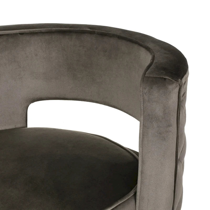 Runder Samt-Clubsessel mit offener Rückenlehne und Drehfunktion - 26.25"L x 24.25"W x 28.50"H