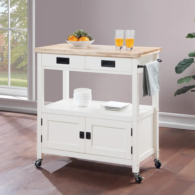 Kitchen Cart with Wood Top