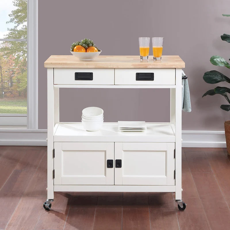 Kitchen Cart with Wood Top