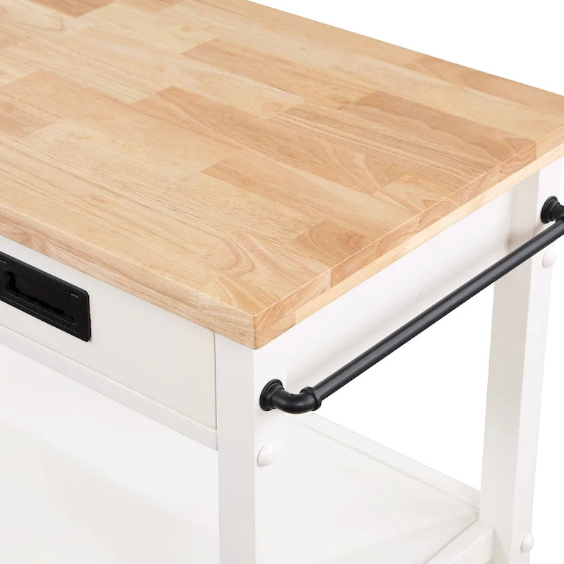 Kitchen Cart with Wood Top